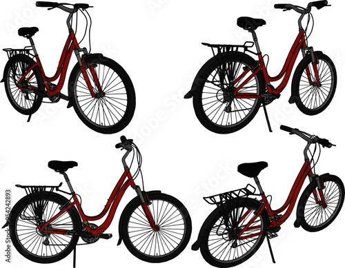 Vector sketch illustration of silhouette design of child bicycle with rear seat