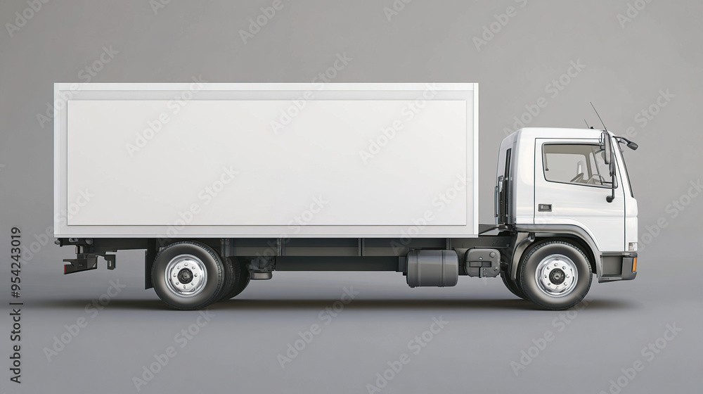 A white box truck with a blank white side A white box truck with a blank white side