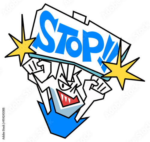 抗議、怒り-看板でSTOPを示す