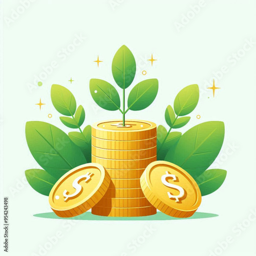 Free  Money vector money photo Gold coins and banknotes 3d cartoon style icon black Friday 
