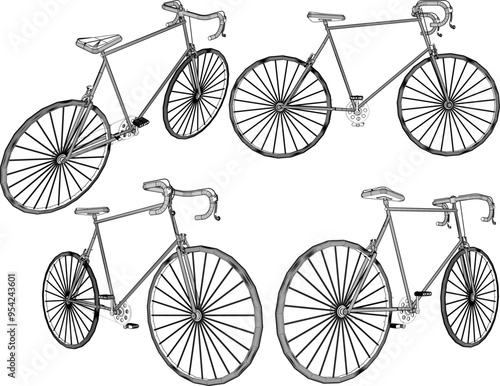 Vector sketch illustration of silhouette design of racing bike with thin frame for increased speed 