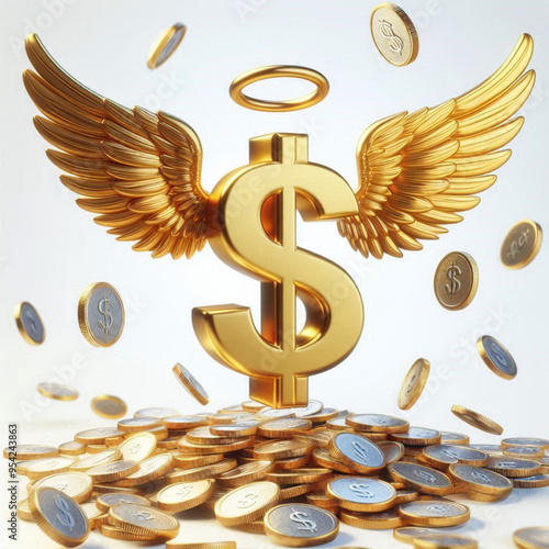 Free  Money vector money photo Gold coins and banknotes 3d cartoon style icon black Friday 
