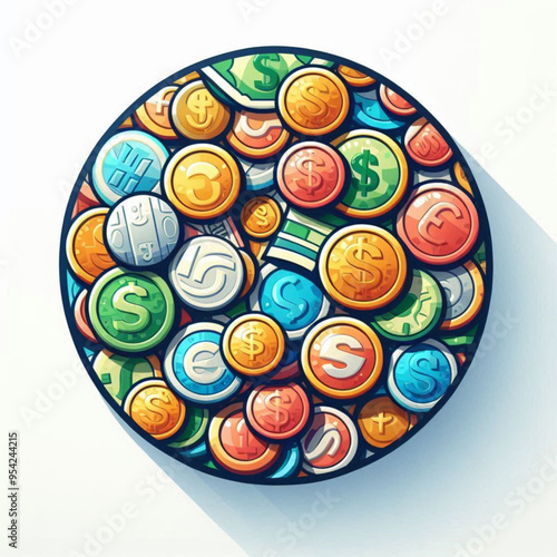 Free  Money vector money photo Gold coins and banknotes 3d cartoon style icon black Friday 
