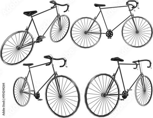 Vector sketch illustration of silhouette design of racing bike with thin frame for increased speed