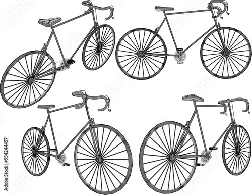 Vector sketch illustration of silhouette design of racing bike with thin frame for increased speed