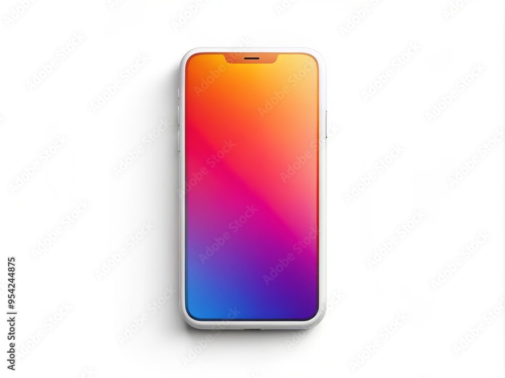 Sleek, modern smartphone mock-up on a clean white background, featuring a vibrant color scheme and minimalist design, Sleek, modern smartphone mock-up on a clean white background, featuring a vibrant color scheme and minimalist design,