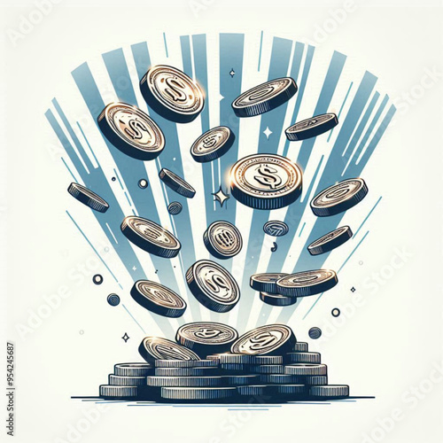 Free  Money vector money photo Gold coins and banknotes 3d cartoon style icon black Friday 
