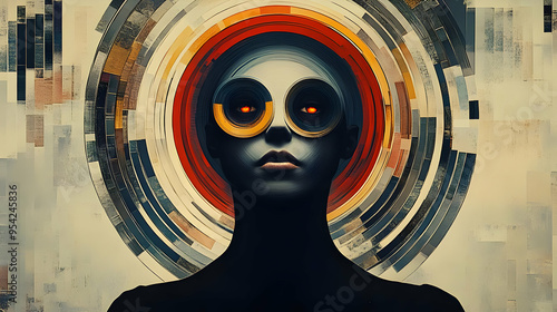 Portrait of a woman with gl...