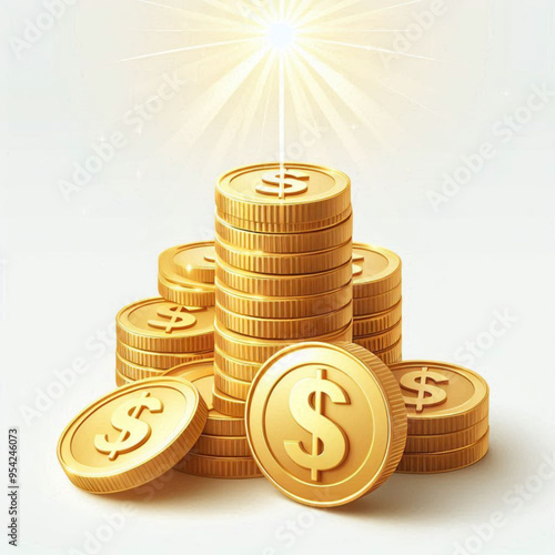 Free  Money vector money photo Gold coins and banknotes 3d cartoon style icon black Friday 
