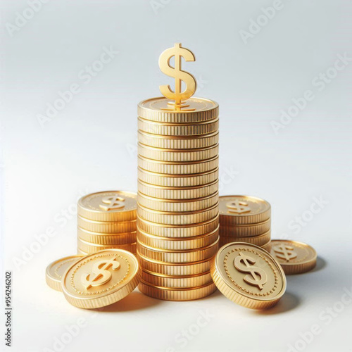 Free  Money vector money photo Gold coins and banknotes 3d cartoon style icon black Friday 
