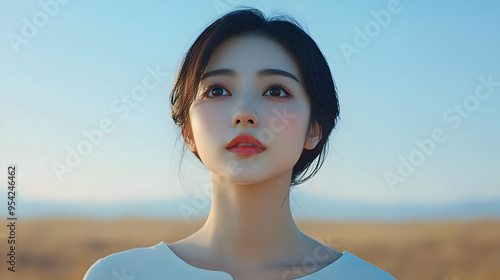Portrait of a young woman w...