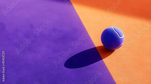 Purple tennis ball on an or...