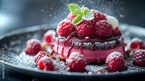 Raspberry mousse cake with ...