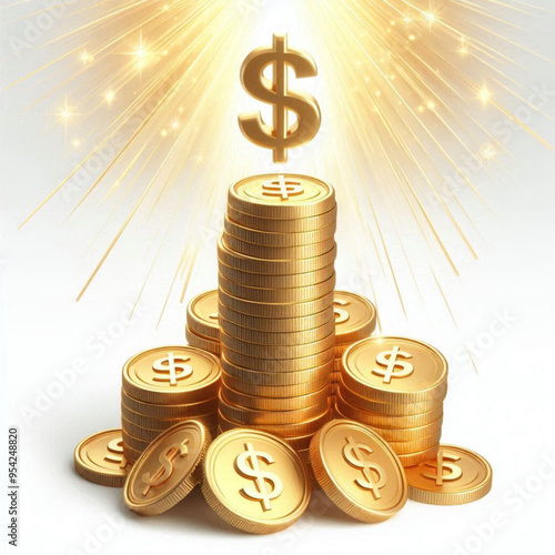 Free  Money vector money photo Gold coins and banknotes 3d cartoon style icon black Friday 
