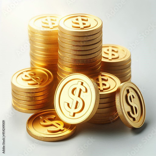 Free  Money vector money photo Gold coins and banknotes 3d cartoon style icon black Friday 
