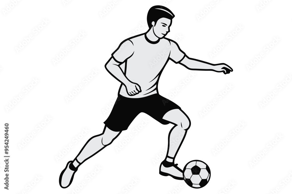 Obraz premium Dynamic Football Player Silhouette Vector: Capturing Action and Athleticism