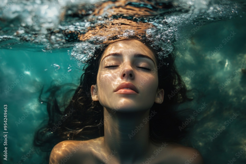 Underwater Serenity: A Portrait of Calm and Grace Submerged in Tranquil Waters Underwater Serenity: A Portrait of Calm and Grace Submerged in Tranquil Waters