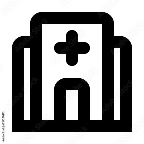 Hospital Icon in Line Style Suitable for Web, Apps, Presentation, or Printable Meanings