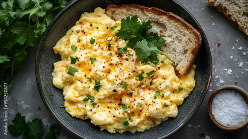 Scrambled eggs with cilantr...