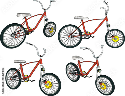 Vector sketch illustration silhouette design image of a cool, trendy, modified bicycle for young people