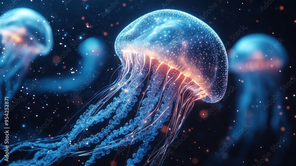 Glowing Jellyfish in the Deep Glowing Jellyfish in the Deep