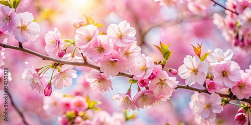 A beautiful and delicate cherry blossom tree in full bloom , spring, Japan, floral, pink, petals, nature, blooming, sakura, season