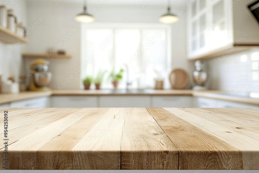 kitchen table background, wood counter top on blur of white clean abstract home interior with bokeh. used for display or montage your wooden for dining background. table banner, ai kitchen table background, wood counter top on blur of white clean abstract home interior with bokeh. used for display or montage your wooden for dining background. table banner, ai