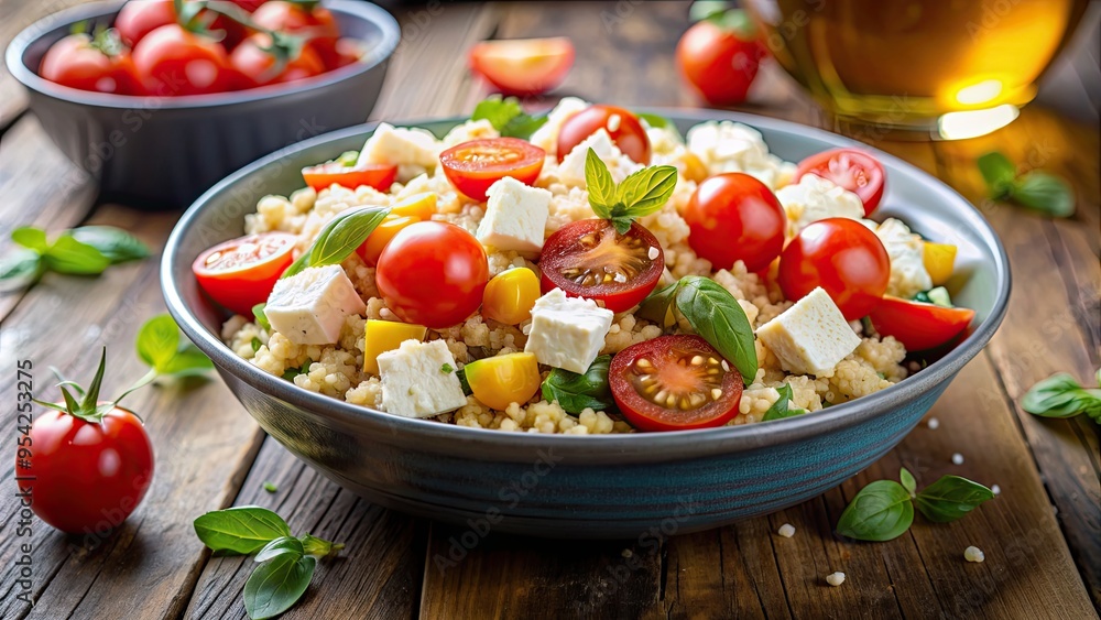 Fresh quinoa salad with cherry tomatoes and feta cheese, perfect for a light and healthy meal , quinoa, salad Fresh quinoa salad with cherry tomatoes and feta cheese, perfect for a light and healthy meal , quinoa, salad