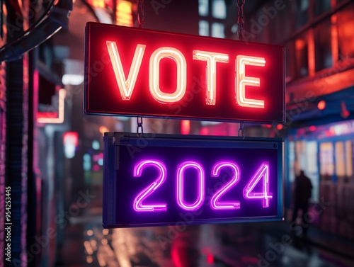 Neon lights "VOTE 2024"