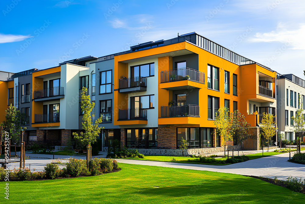 A low rise modern apartment buildings architecture city day A low rise modern apartment buildings architecture city day