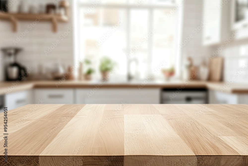 kitchen table background, wood counter top on blur of white clean abstract home interior with bokeh. used for display or montage your wooden for dining background. table banner, ai kitchen table background, wood counter top on blur of white clean abstract home interior with bokeh. used for display or montage your wooden for dining background. table banner, ai