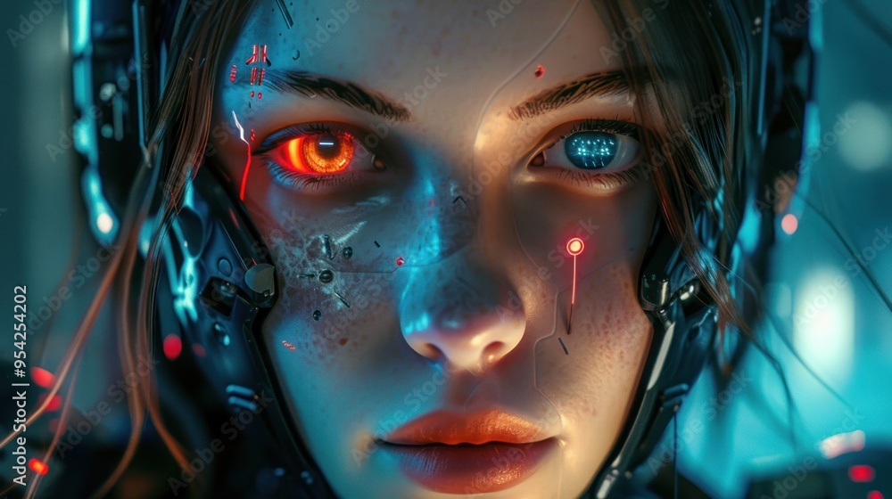 Cyberpunk futuristic beautiful cyborg girl. AI generated images Cyberpunk futuristic beautiful cyborg girl. AI generated images