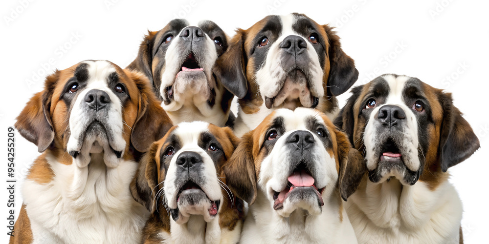 group of Saint Bernard looking up, isolated, transparent background, AI generated group of Saint Bernard looking up, isolated, transparent background, AI generated