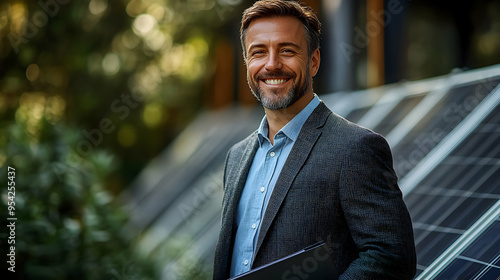 Smiling businessman standin...