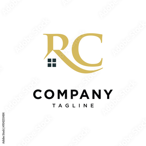 Letter R C Home Icon logo vector