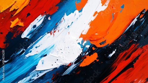 Wallpaper Mural Abstract Painting with Bold Strokes of Blue, White, Orange, Red, and Black Torontodigital.ca