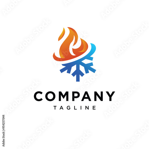 Ice and fire logo icon vector