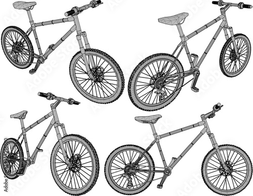 Vector sketch illustration silhouette design image of child freestyle racing bike for championship race photo