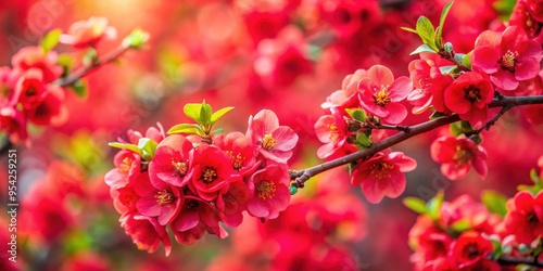 Vibrant red blossoms in full bloom, flowers, petals, nature, vibrant, garden, spring, beautiful, red, blossoms, blooming