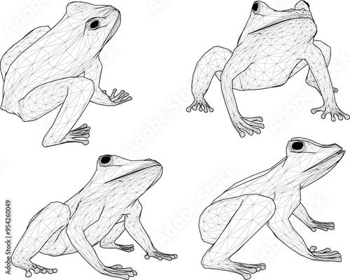 Vector sketch illustration silhouette design image of an amphibian animal frog is on standby to look for food