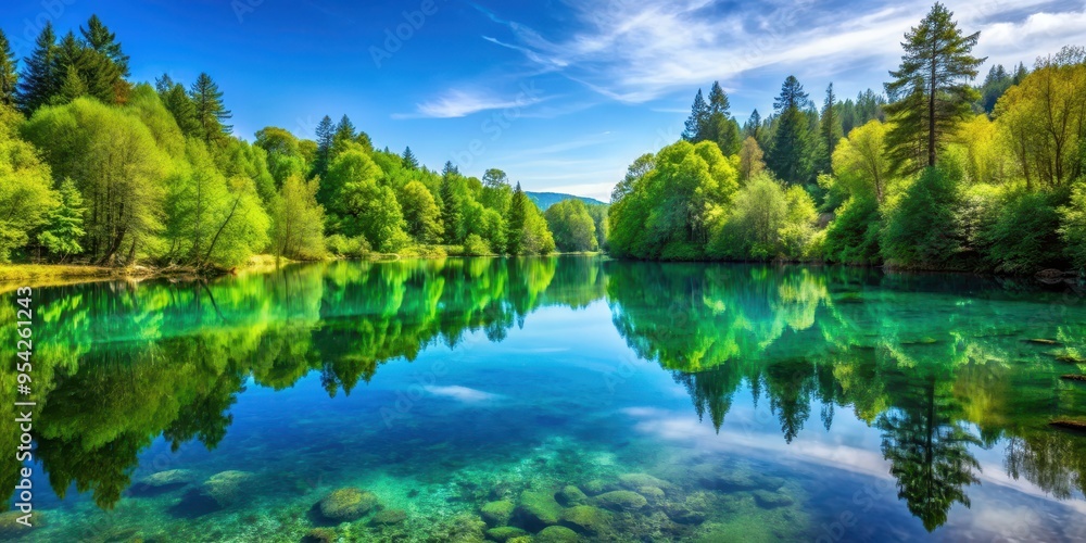 Crystal clear water in a calm lake with reflections of the surrounding trees, lake, water, nature, reflection Crystal clear water in a calm lake with reflections of the surrounding trees, lake, water, nature, reflection