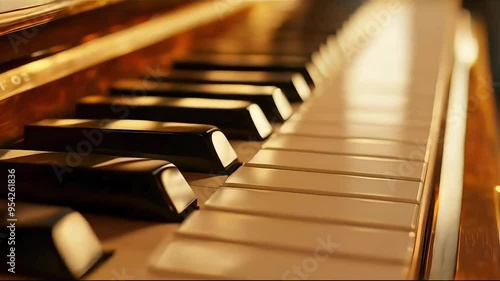 Wallpaper Mural Piano Keys Close-up in Warm Glow Torontodigital.ca