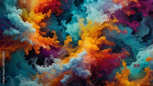 abstract background with swirling bright colors and intricate patterns