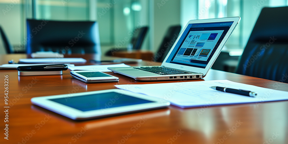 Detail Shot of Digital Devices on a Conference Room Table Detail Shot of Digital Devices on a Conference Room Table