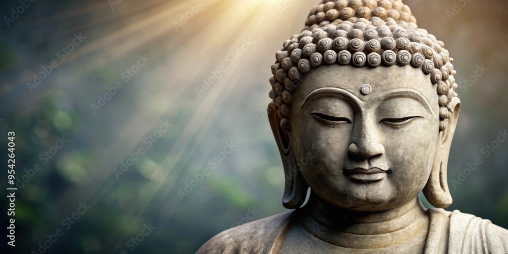 Close up of stone Buddha statue, representing Buddhism, Buddhism, religion, spirituality, peaceful, serene Close up of stone Buddha statue, representing Buddhism, Buddhism, religion, spirituality, peaceful, serene