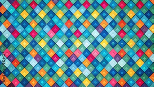 Colorful diamond pattern on blue background, diamonds, colorful, pattern, floor, vibrant, geometric, shapes, background, shiny