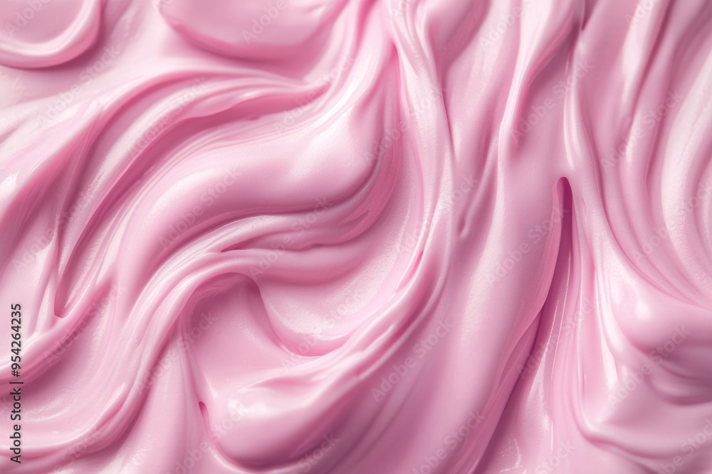 Delicate pink cream moisturizer with smooth, wavy texture for face skincare routine Delicate pink cream moisturizer with smooth, wavy texture for face skincare routine