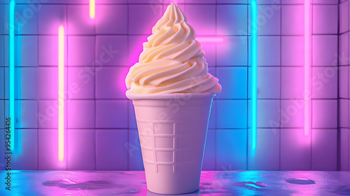 Soft serve ice cream cone i...