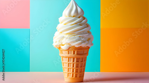 Soft serve ice cream cone o...