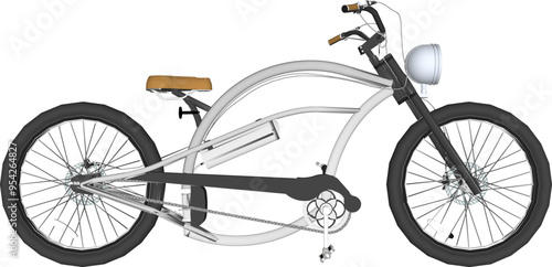 Vector sketch illustration silhouette design image of modern classic vintage ethnic modified bicycle with big wheels